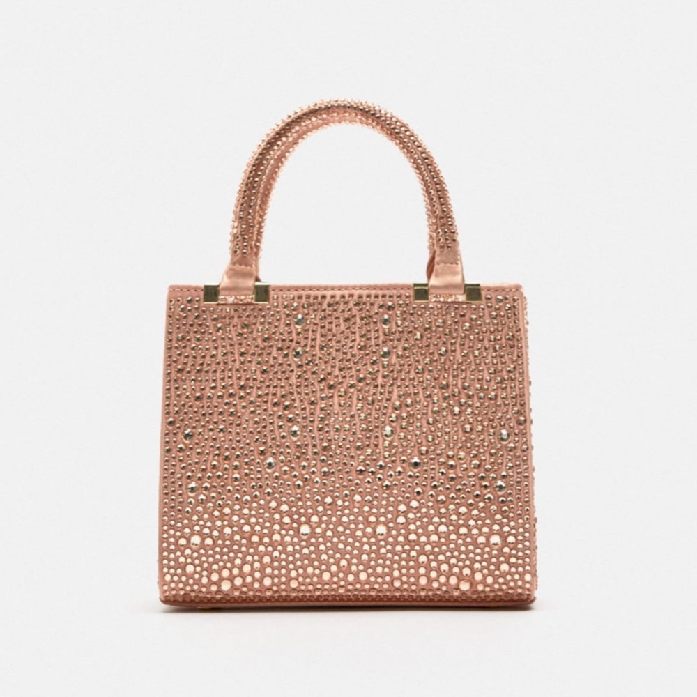 Zara rhinestone mini city bag🤍